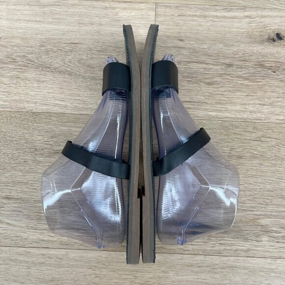 Madewell Womens Slip On Leather Slide Sandal Size 9.5 Black Double Strap Casual - Picture 3 of 9